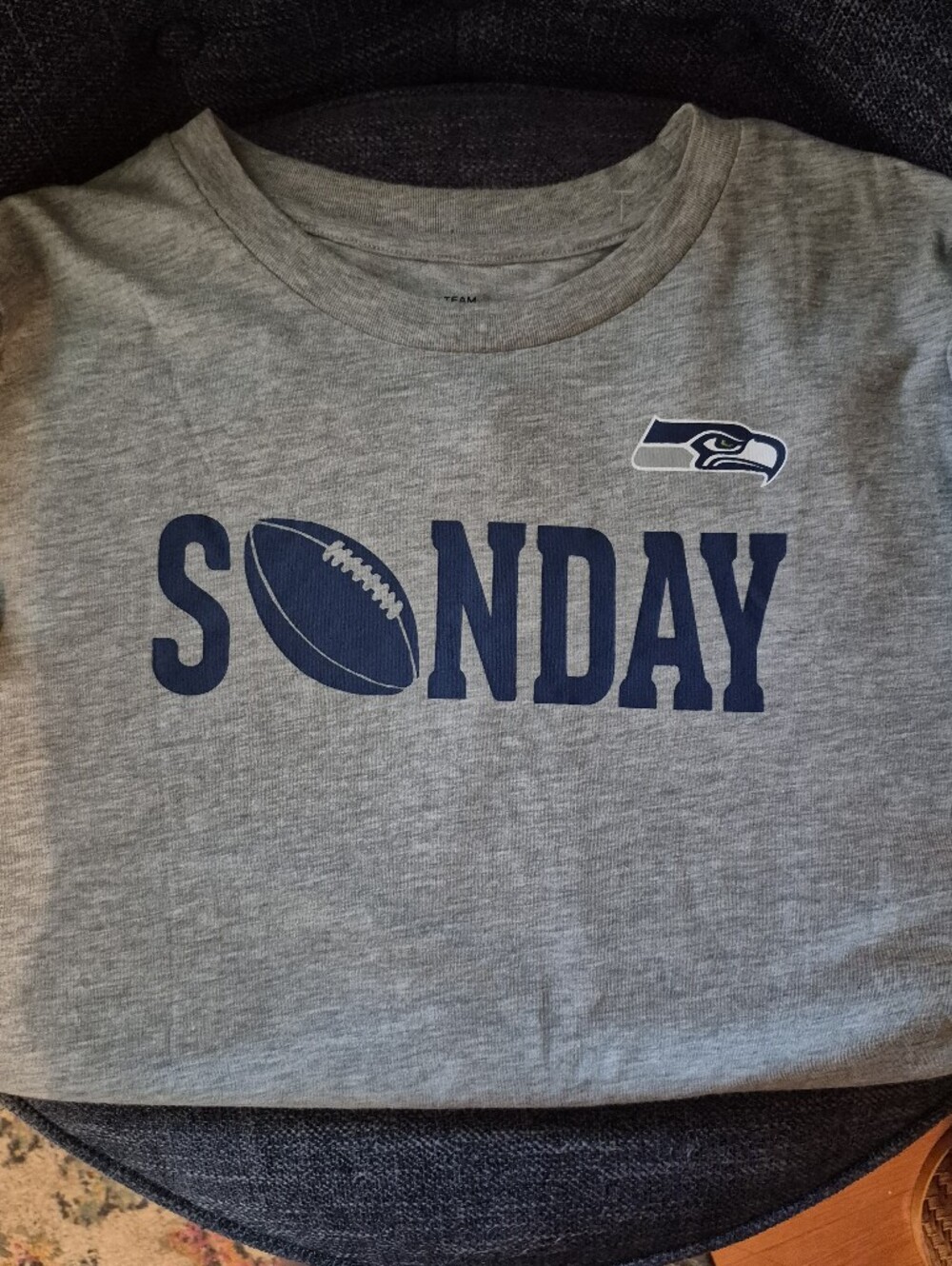 NFL Gray and Navy Seahawks 'SUNDAY' Short Sleeve Tee